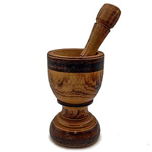 Pilão de Madeira C/ Socador Almofariz C/ Pistilo Médio