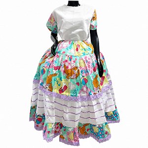Conjunto Feminino Erê Duas 2 Peças Saia e Camiseta