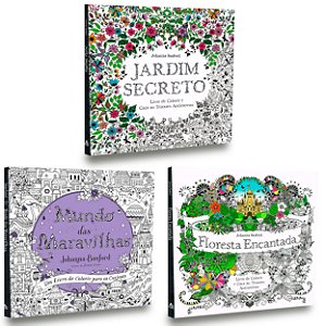 Kit 3 Livros para Colorir -Jd.Secreto+Mundomaravilhas+Floresta