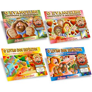 Kit 4 Livros Evangelho + Livro dos Espíritos para Infância e Juventude - Vol.1 e 2