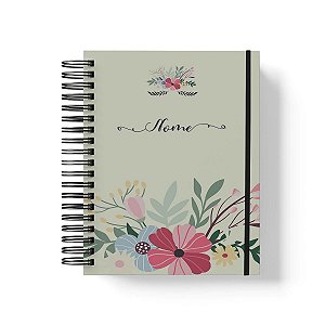 Caderno Personalizado FLORAL (#04) - A5 15x21cm (PEQUENO) - Com Elástico