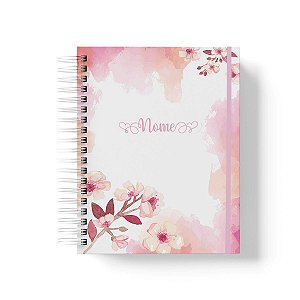 Caderno Personalizado FLORAL (#11) - A5 15x21cm (PEQUENO) - Com Elástico