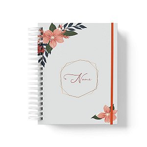 Caderno Personalizado FLORAL (#20) - A5 15x21cm (PEQUENO) - Com Elástico