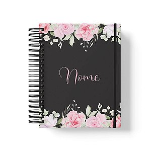 Caderno Personalizado FLORAL (#39) - A5 15x21cm (PEQUENO) - Com Elástico
