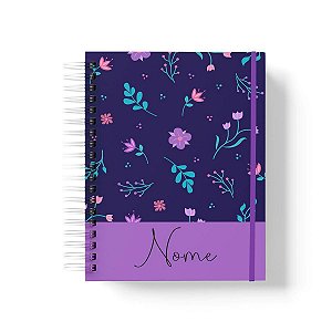 Caderno Personalizado FLORAL (#41) - A5 15x21cm (PEQUENO) - Com Elástico