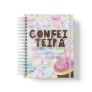 Caderno Personalizado Confeiteira (#01) - A5 15x21cm (PEQUENO) - Com Elástico