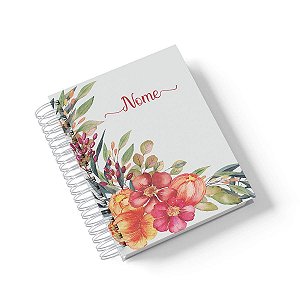 Caderno Personalizado FLORAL (#07) - A5 15x21cm (Pequeno) - Com 100 Folhas