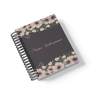 Caderno Personalizado FLORAL (#17) - A5 15x21cm (Pequeno) - Com 100 Folhas