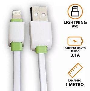 Cabos para iphone Dados e Carregamento Rápido Reforçado USB Lightning Branco