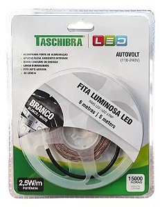 Fita led 2 5w 30 leds/m 5m 12v com fonte autovolt ip20