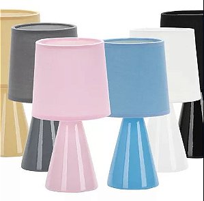 Abajur Quarto Pottery 32cm Cerâmica Com Tecido E27