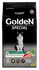 Ração Golden Special Frango e Carne para Gatos Castrados 10,1Kg