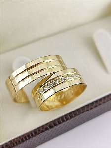 ALIANÇAS EM OURO 18K COM PEDRAS