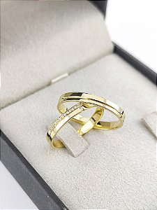 ALIANÇAS EM OURO 18K RETA