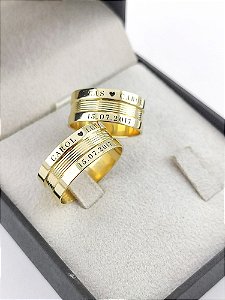 ALIANÇAS EM OURO 18K RETA COM GRAVAÇÃO