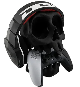 Suporte Controle PS5, PS4 e Fone de Ouvido, Caveira, Preto