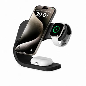 Suporte de Carregador 3 em 1 Para iPhone/Apple watch/Airpods - Preto