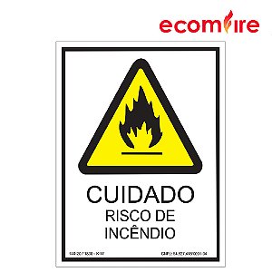 Placa De Sinalização - Cuidado Risco de Incêndio