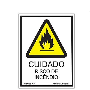 Placa De Sinalização - Cuidado Risco de Incêndio