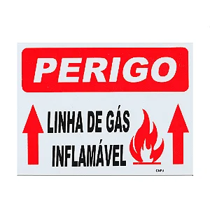 Placa de Sinalização - Perigo Linha de Gás Inflamável