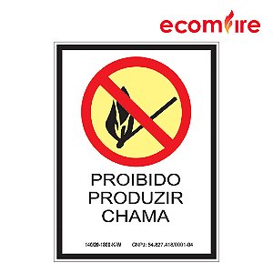 Placa De Sinalização - Proibido Produzir Chama