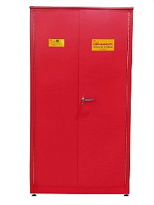 Armário Corta Fogo Standard para Inflamáveis 60 Galões com 3 Prateleiras Vermelho 2,0 x 1,0 x 0,45 m