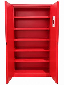 Armário Corta Fogo Standard para Inflamáveis 60 Galões com 5 Prateleiras Vermelho 2,0 x 1,0 x 0,45 m