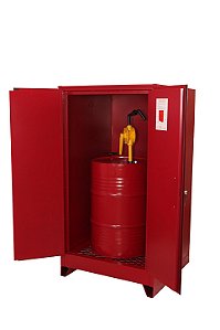 Armário Corta Fogo para Tambor de 200 Litros na Vertical para Inflamáveis Vermelho 1,75 x 0,94 x 0,94 m