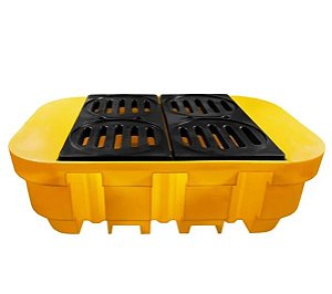 Pallet de Contenção em Polietileno para IBC 1000 Litros Amarelo com Grelha Removível