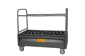 Carro Pallet de Contenção em Aço Carbono para 2 Tambores 200 Litros com Rodízios