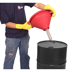 Funil com Tela Corta-Chamas de 150 mm para Tambor de 200 Litros Vermelho
