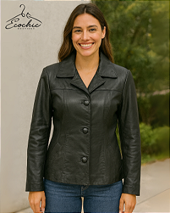 ENTRE POLOS- JAQUETA COURO PRETA, 40