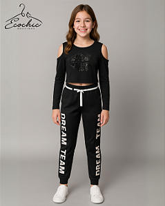 FUZARKA - CALCA MOLETON PT C_TELA FRENTE ESCRITA VINIL 11_12 ANOS