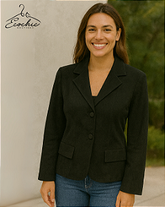 BLAZER ACINTURADO PRETO CAMURÇA | Tam. 40