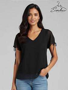 DOROTHY PERKINS – Blusa Preta com Mangas Transparentes | Tam. 40