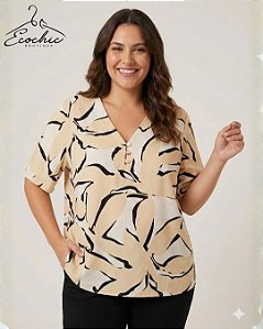 CAMISA AMPLA OFF-WHITE ESTAMPA ABSTRATA – TAM GG