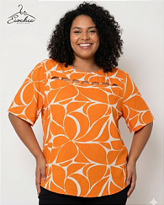 (NOVO) – CAMISA AMPLA TERRACOTA ESTAMPA ORGÂNICA – TAM GG