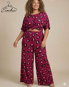 CONJUNTO PANTALONA ANIMAL PRINT PINK/ROXO – TAM GG