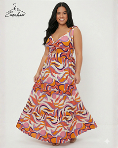 VESTIDO LONGO ABSTRATO PSICODÉLICO COLOR