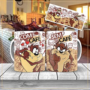 Caneca Taz com café e sem café