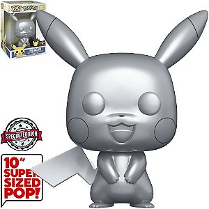 Funko Pop Pokemon Pikachu Silver Metallic 353 (SUPER SIZED 10)