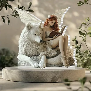Figura de Acrílico 2D - Fada e Lobo