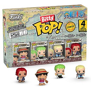 Funko Bitty Pop One Piece Luffy, Roronoa Zoro, Axe-Hand Morgan, Shanks 4 Pack