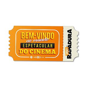 Placa Decorativa 30x15 Cinema com Rapadura - Mundo espetacular do cinema (LARANJA)