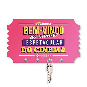 Porta Chaves 21x12cm Cinema com Rapadura - Mundo espetacular do cinema (ROSA)