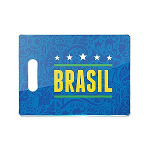 Tábua de Carne de Vidro 35x25 - Brasil (Azul) Copa do Mundo