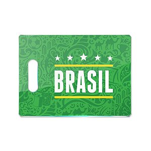 Tábua de Carne de Vidro 35x25 - Brasil (Verde) Copa do Mundo