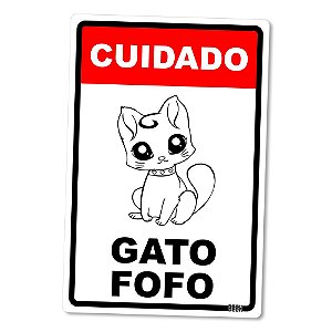 Placa Decorativa 24x16 Gato Fofo - Beek