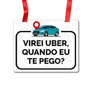 Placa Fantasia Carnaval - Uber - Branco - 2 Peças