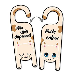 Aviso de Porta Infantil - Animais - Gato Claro Malhado